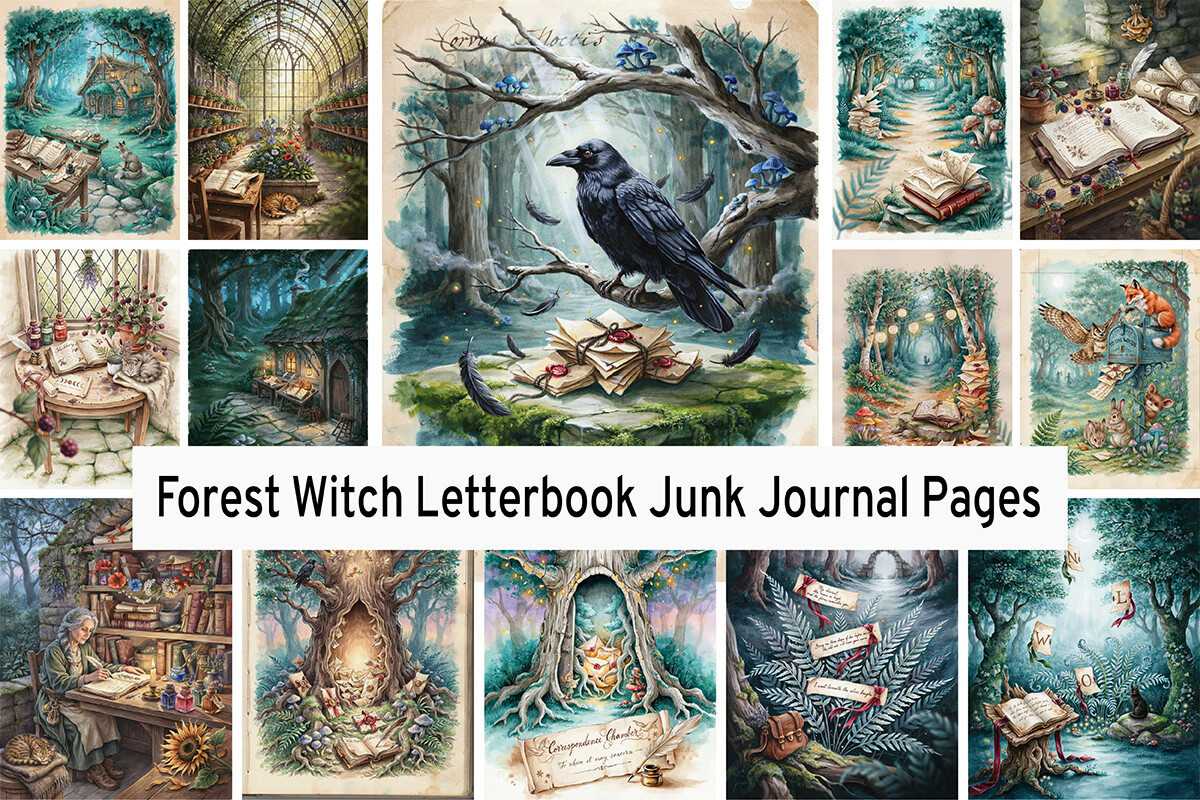 Forest Witch Letterbook Junk Journal KIt