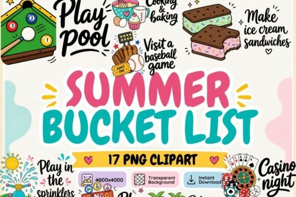 Funny Summer Bucket List Clipart