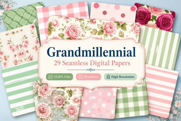 Grandmillennial Digital Paper Pack