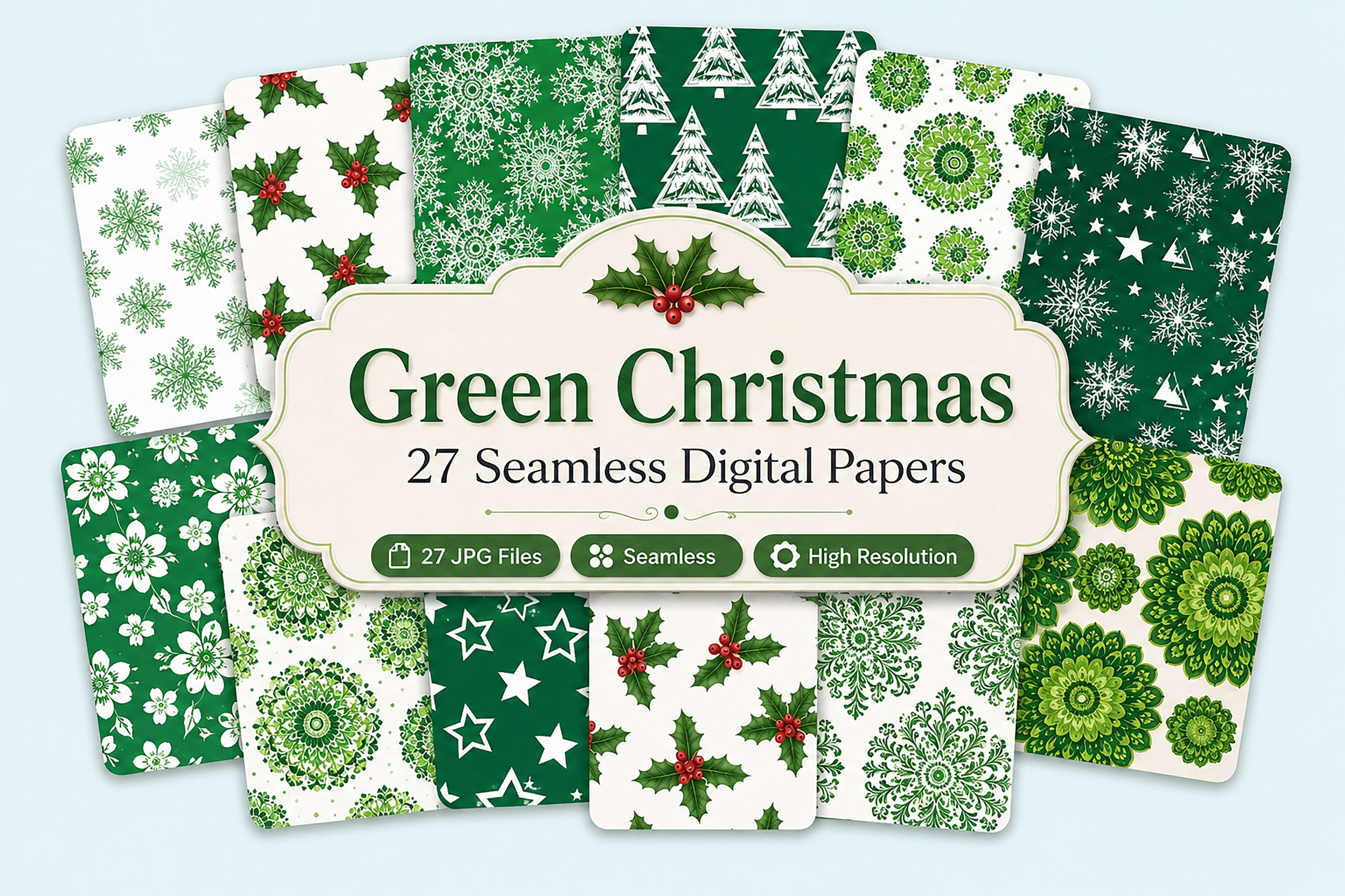 Green Christmas Paper Pack