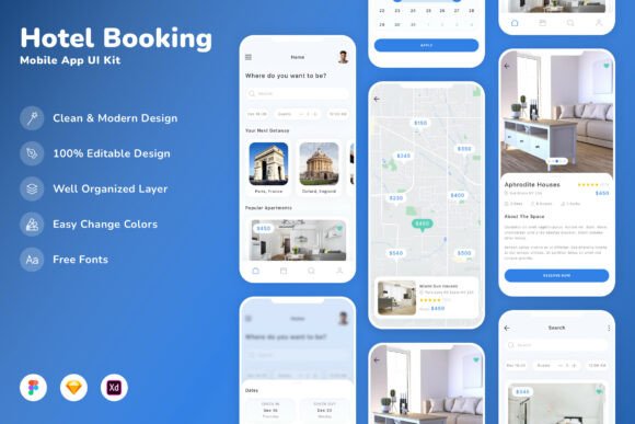 Hotel Booking Mobile App UI Kit