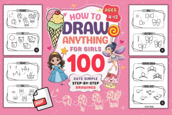 Preview of How to Draw Anything for Girls coloring pages for kids