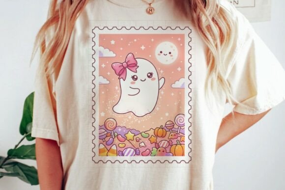 Kawaii Ghost Halloween Candy Scene