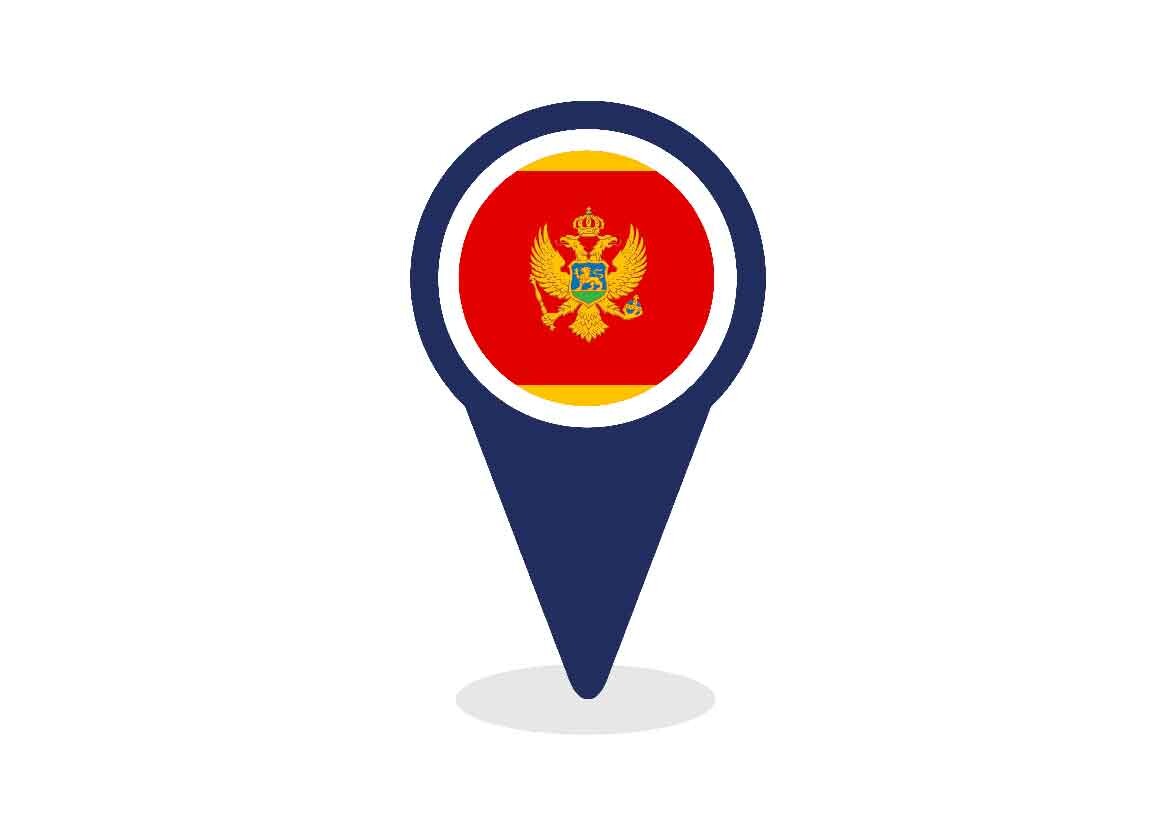 Map Pointer with Montenegro Flag