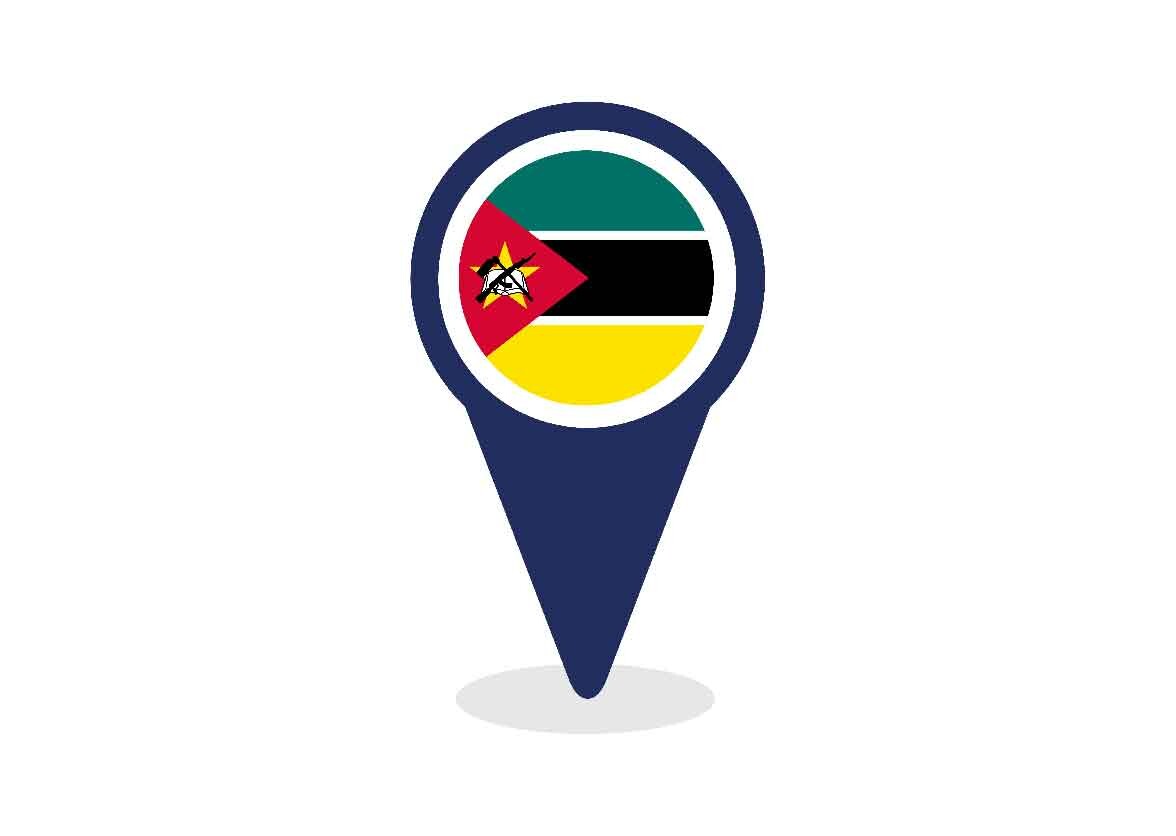 Map Pointer with Mozambique Flag