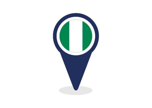 Map Pointer with Nigeria Flag
