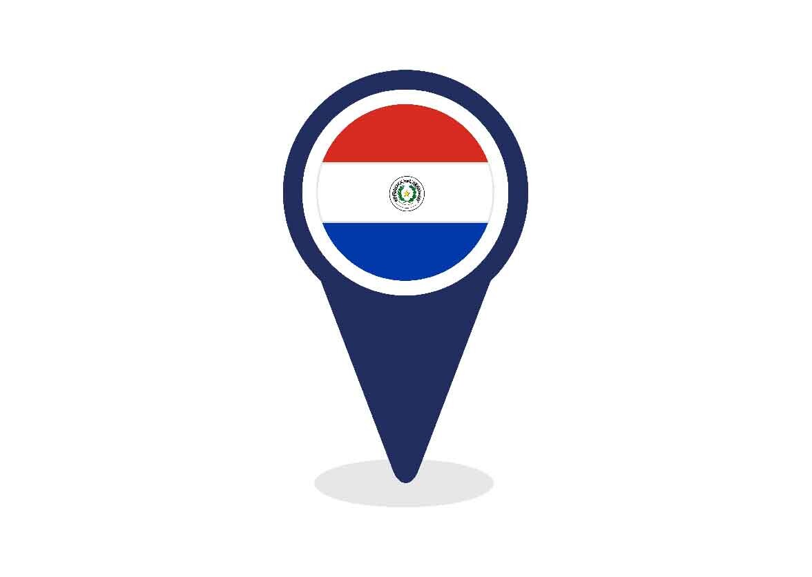 Map Pointer with Paraguay Flag