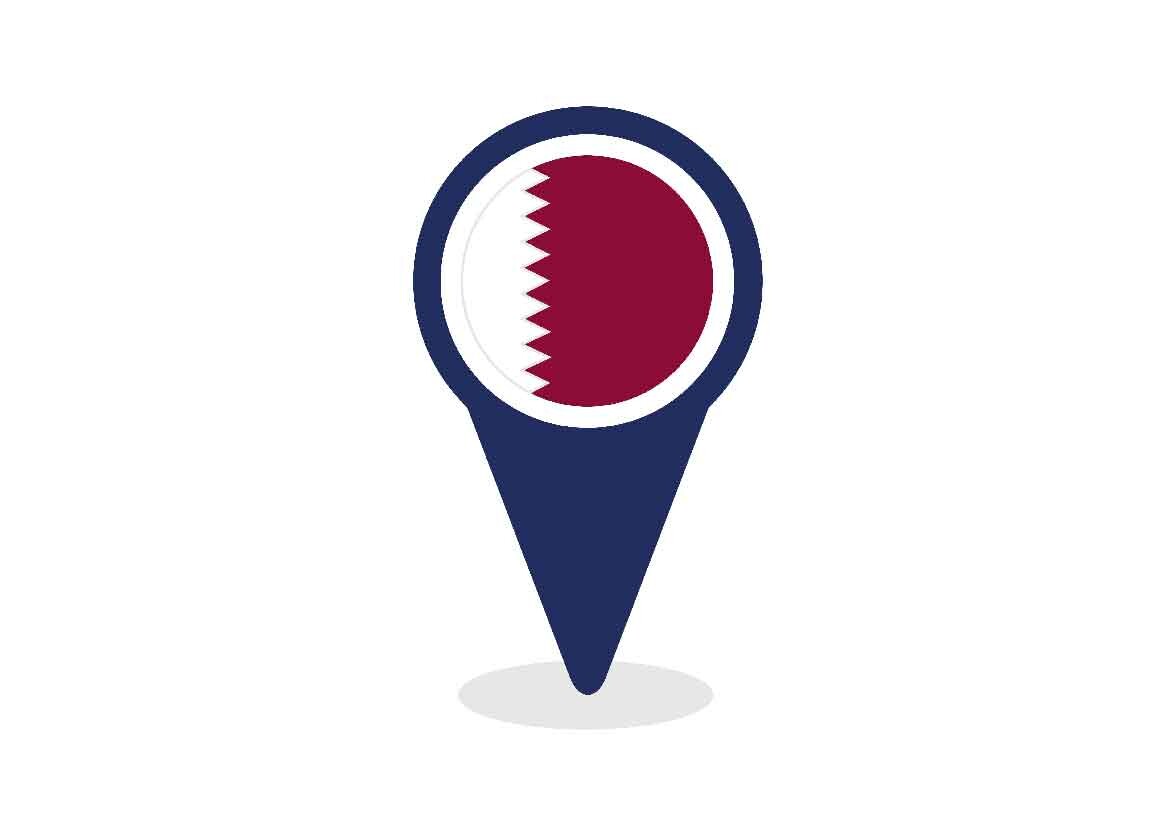 Map Pointer with Qatar Flag