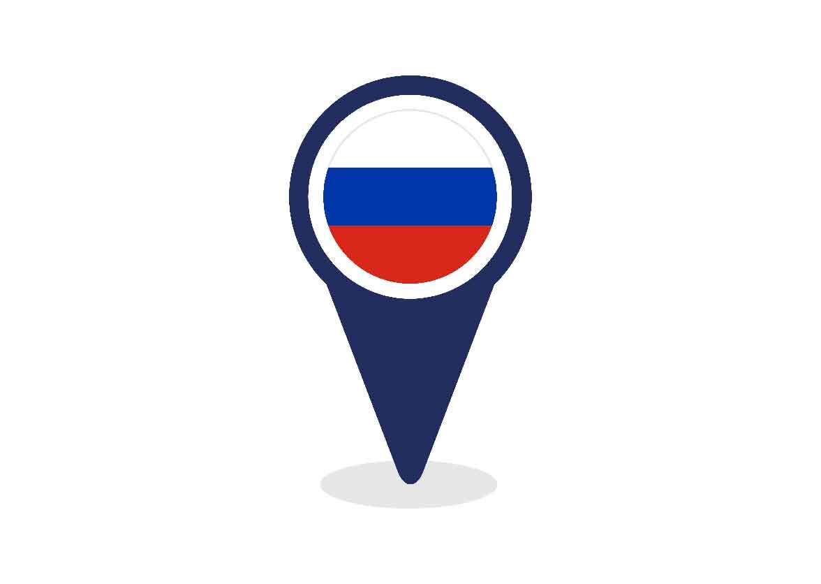 Map Pointer with Russia Flag