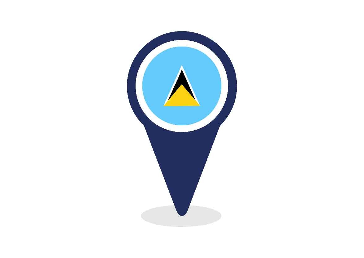 Map Pointer with Saint Lucia Flag