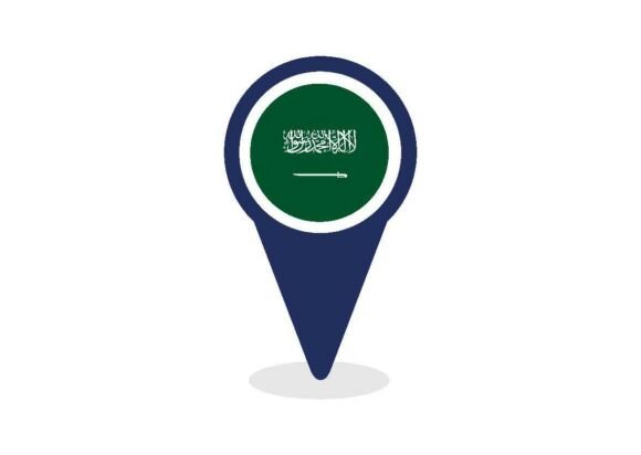 Map Pointer with Saudi Arabia Flag