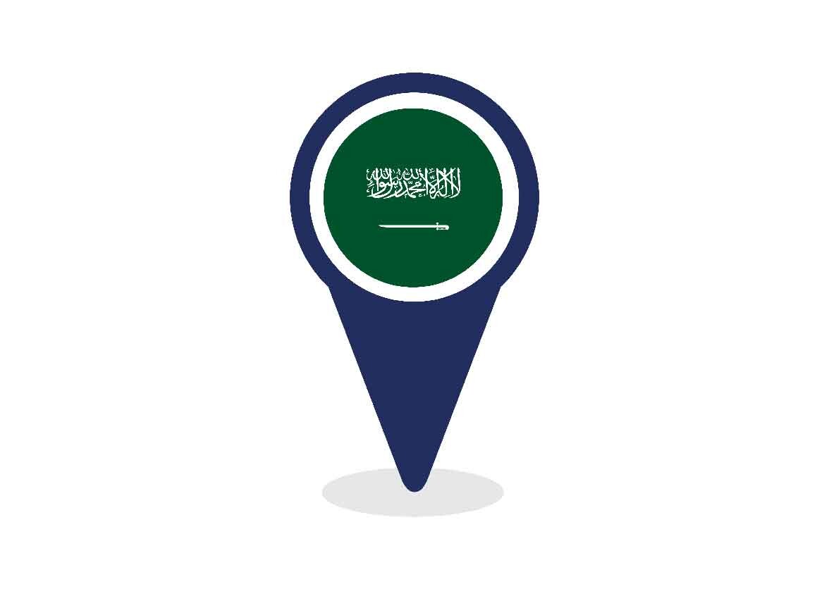 Map Pointer with Saudi Arabia Flag
