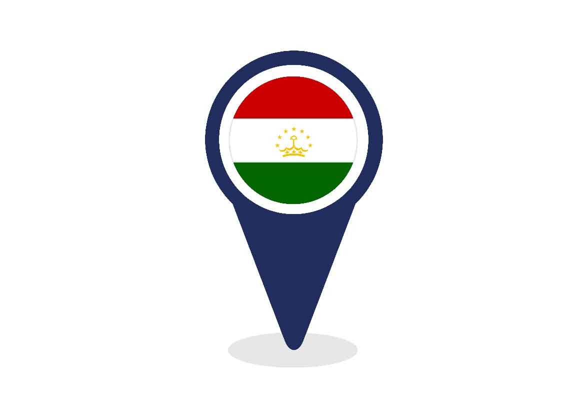 Map Pointer with Tajikistan Flag