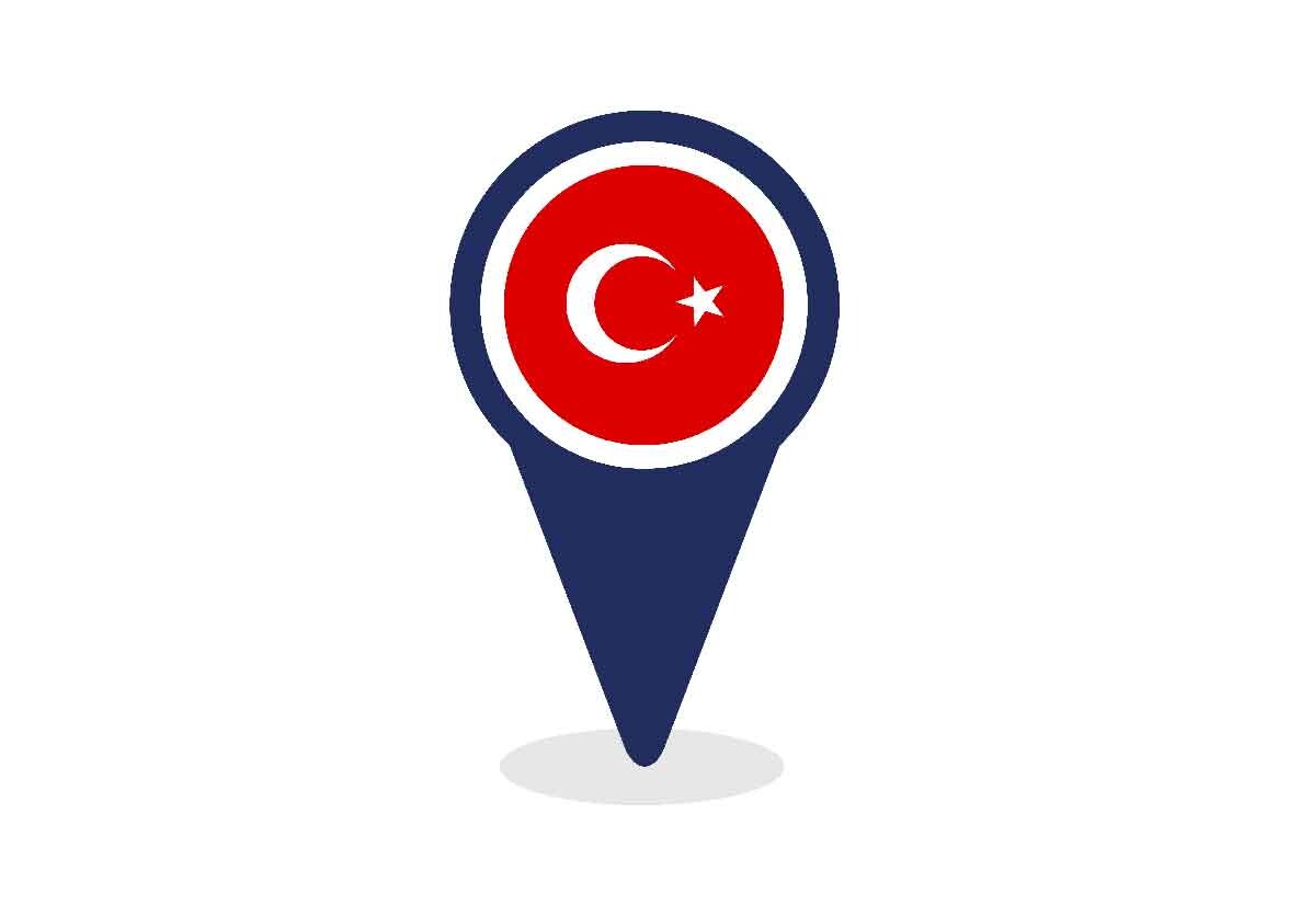 Map Pointer with Turkey Flag