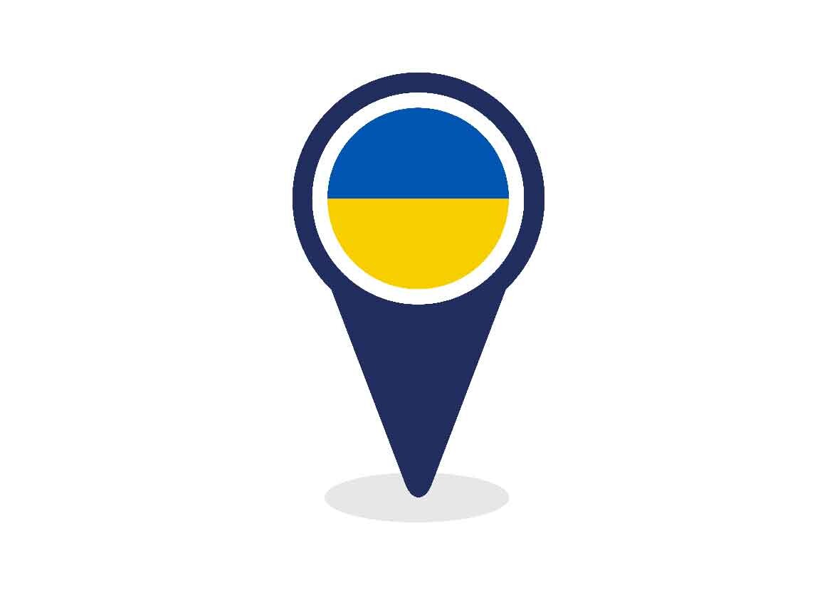 Map Pointer with Ukraine Flag
