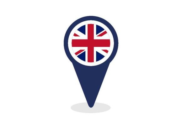 Map Pointer with United Kingdom Flag