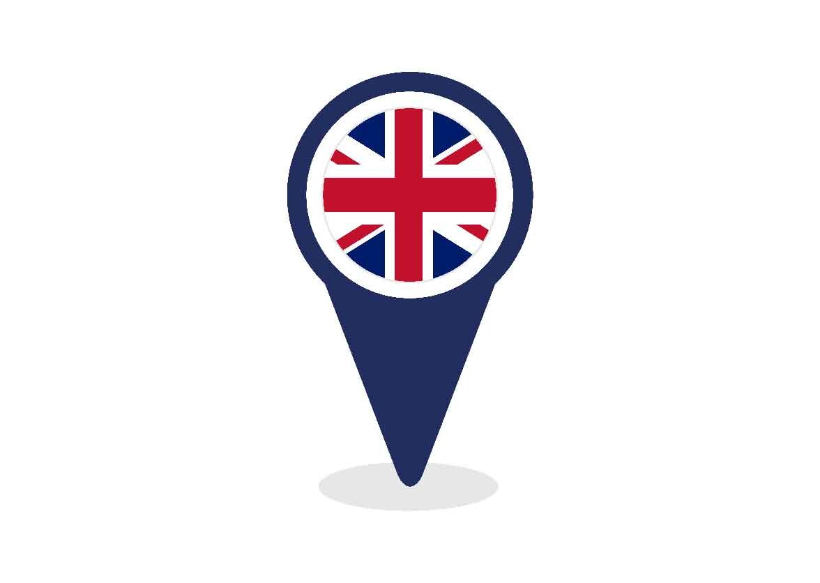 Map Pointer with United Kingdom Flag