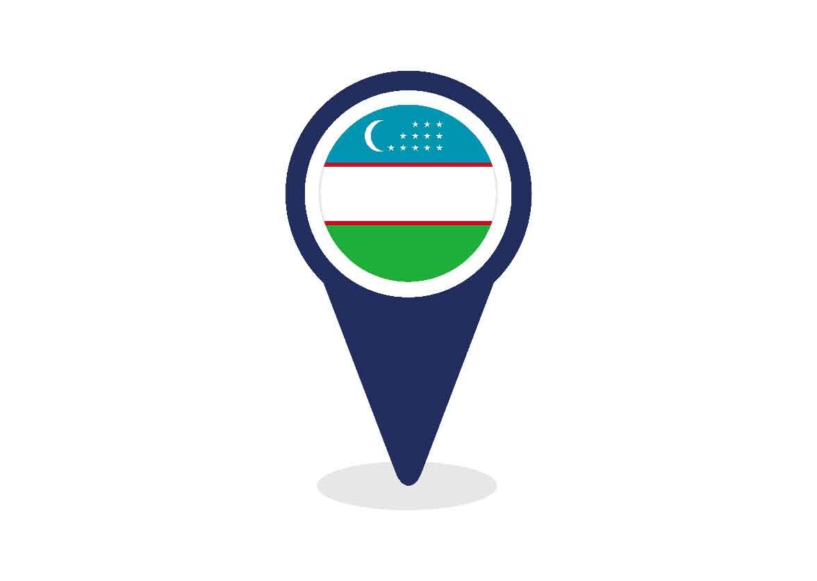 Map Pointer with Uzbekistan Flag