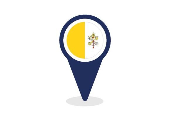 Map Pointer with Vatican City Flag
