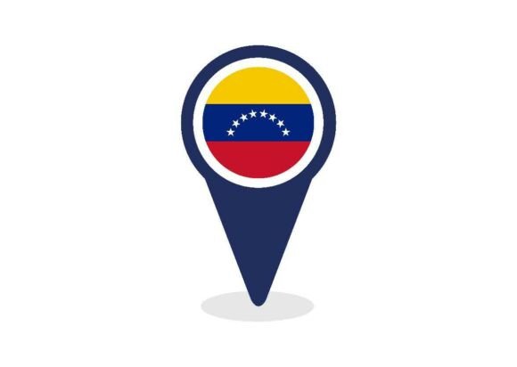 Map Pointer with Venezuela Flag