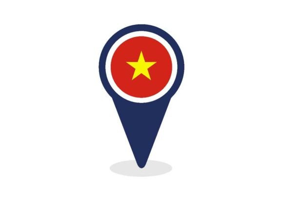 Map Pointer with Vietnam Flag
