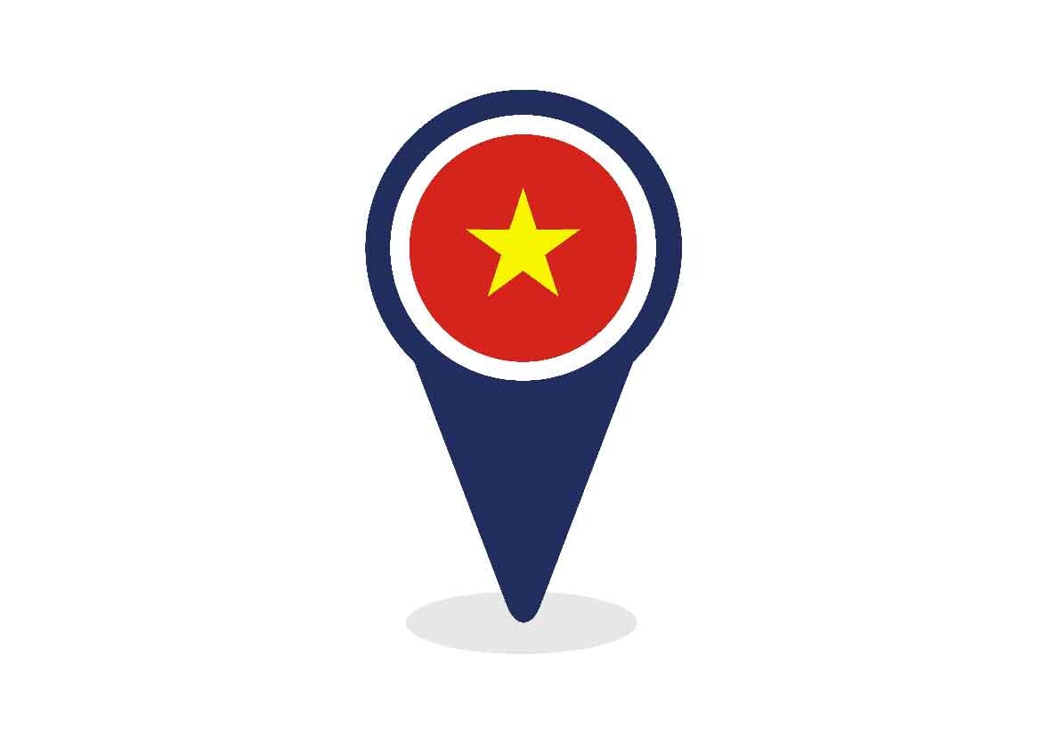 Map Pointer with Vietnam Flag