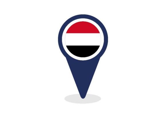 Map Pointer with Yemen Flag