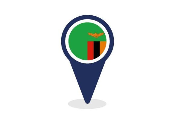 Map Pointer with Zambia Flag