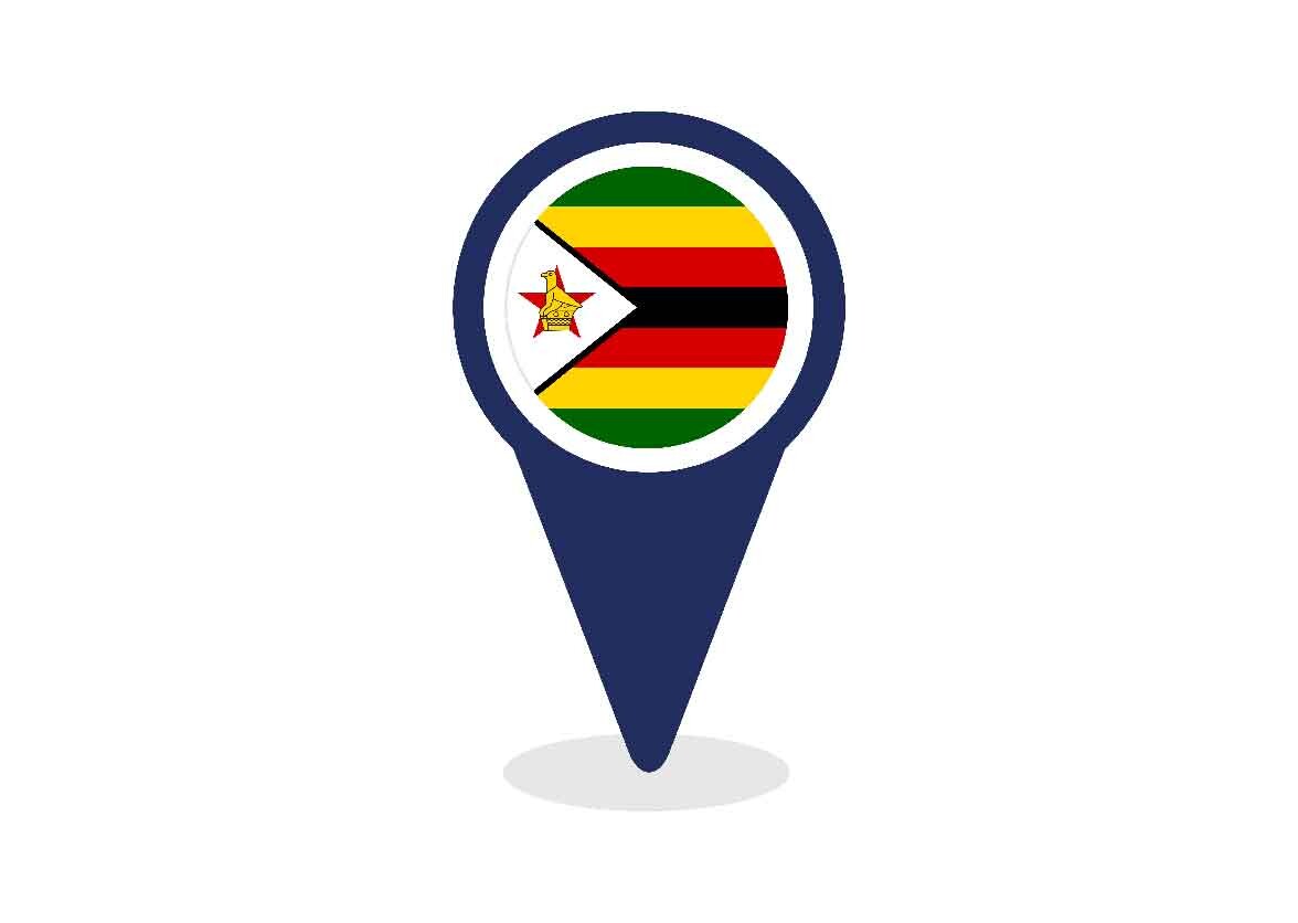 Map Pointer with Zimbabwe Flag
