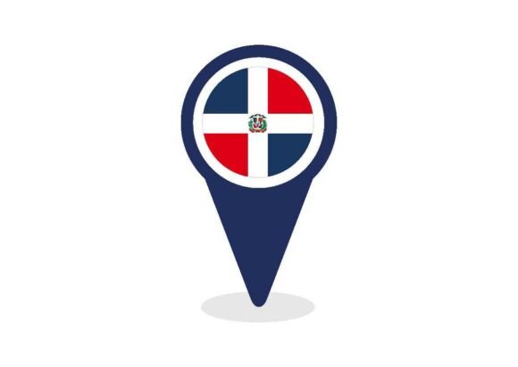 Map Pointer with Dominican Republic Flag