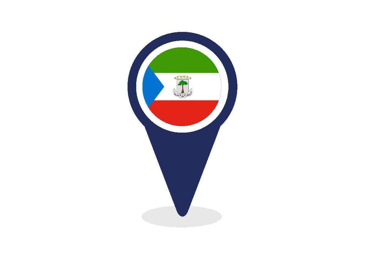 Map Pointer with Equatorial Guinea Flag