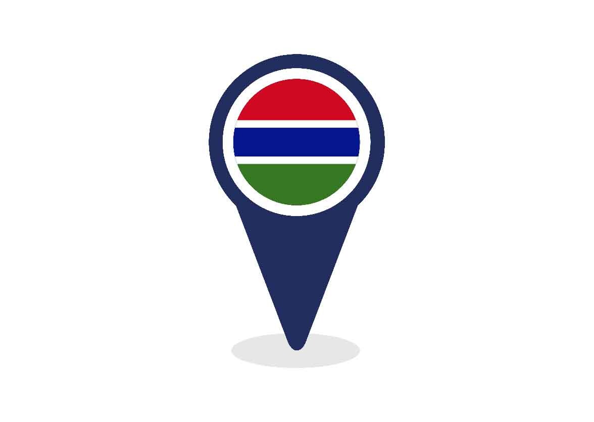 Map Pointer with Gambia Flag