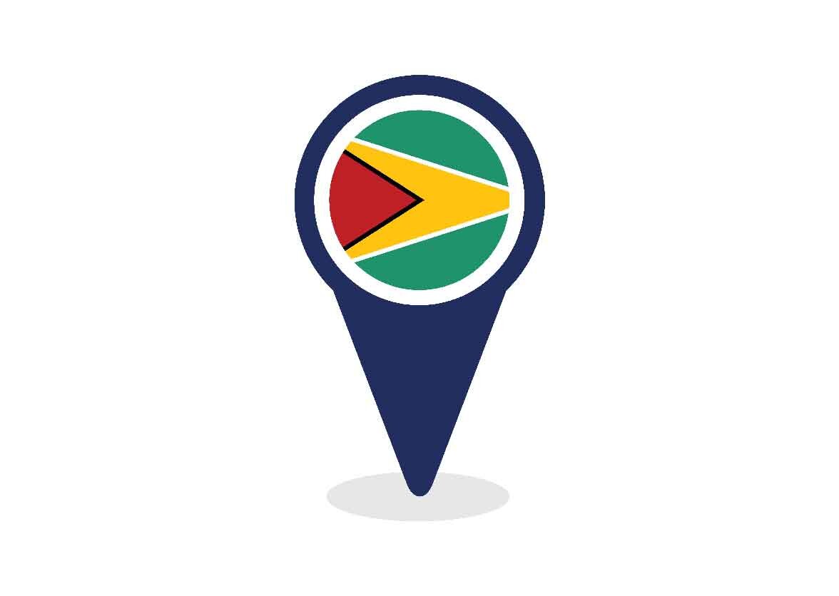 Map Pointer with Guyana Flag