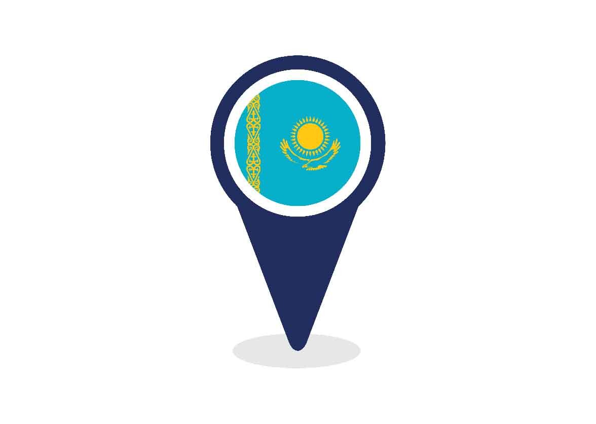 Map Pointer with Kazakhstan Flag