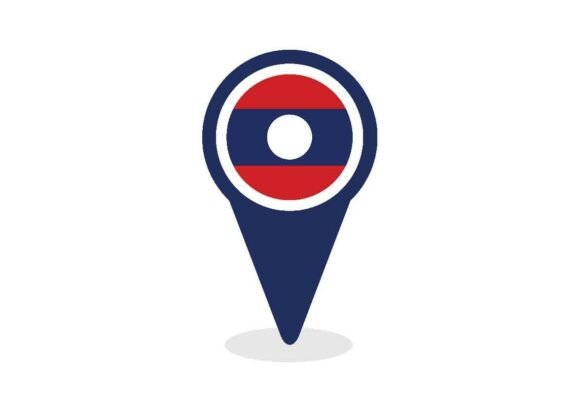 Map Pointer with Laos Flag