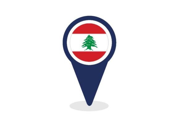 Map Pointer with Lebanon Flag