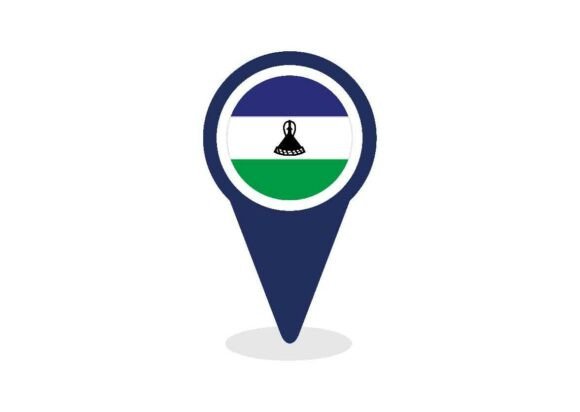 Map Pointer with Lesotho Flag