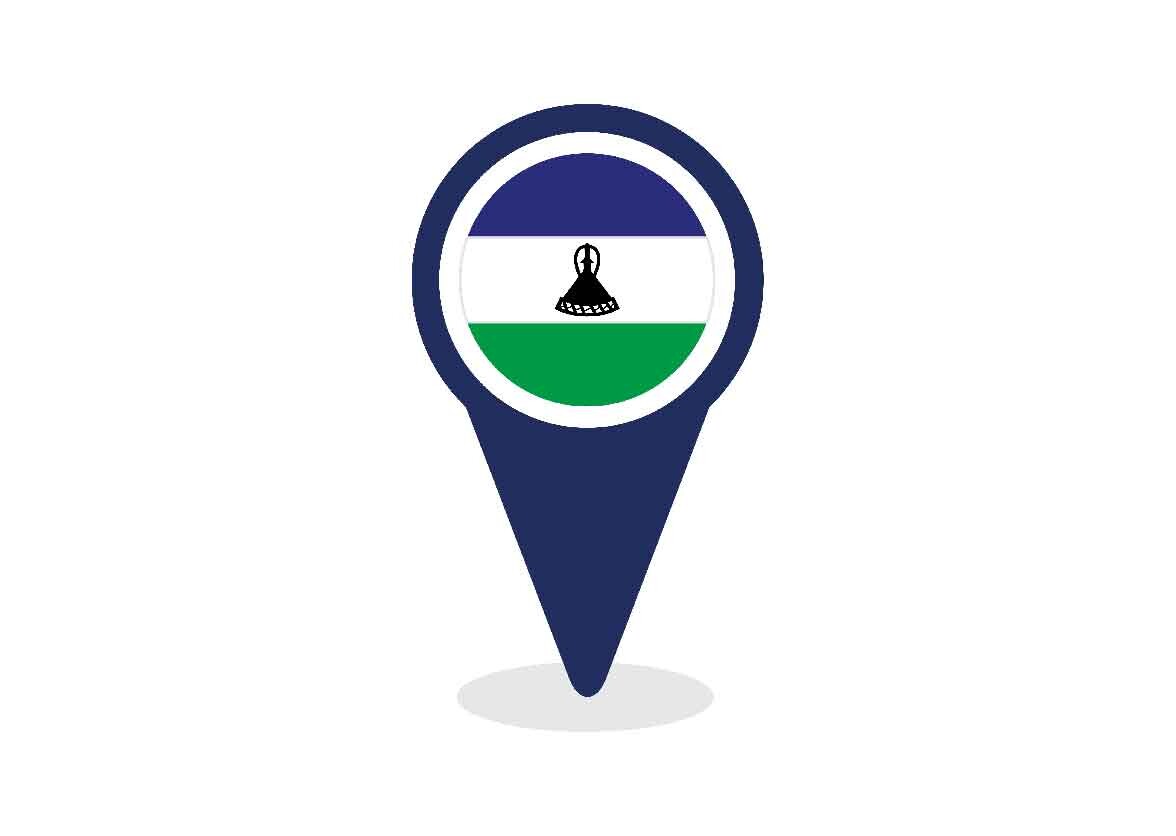 Map Pointer with Lesotho Flag