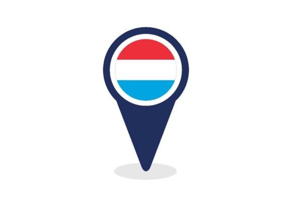 Map Pointer with Luxembourg Flag