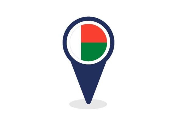 Map Pointer with Madagascar Flag