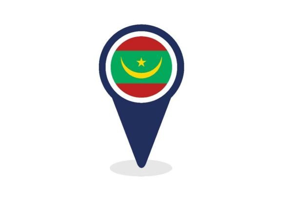 Map Pointer with Mauritania Flag