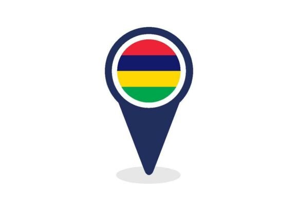 Map Pointer with Mauritius Flag