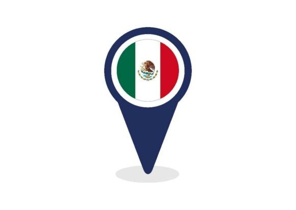 Map Pointer with Mexico Flag