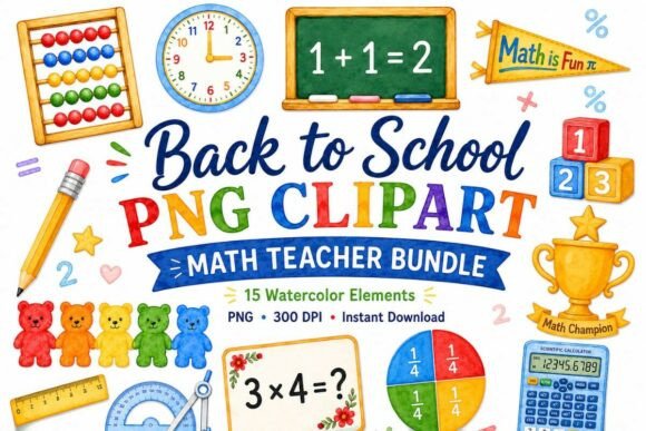 Math Teacher Watercolor Clipart PNG Pack