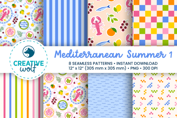 Mediterranean Summer Seamless Patterns 1