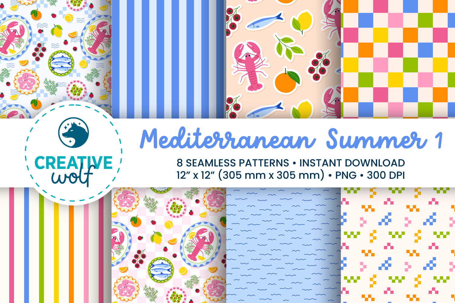 Mediterranean Summer Seamless Patterns 1
