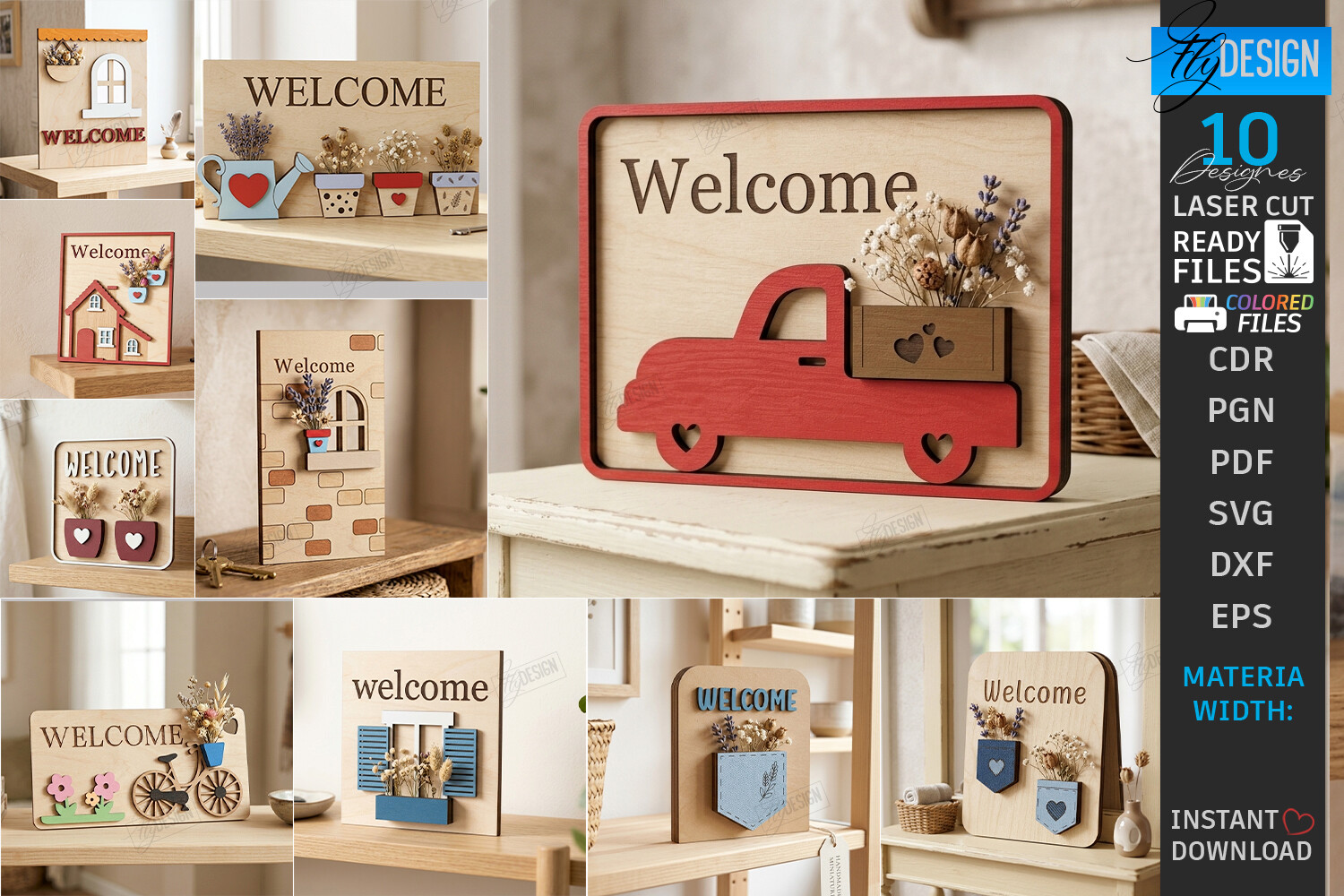 Miniature Welcome Signs Plaque Laser Set