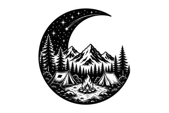 Moon Camping SVG Design