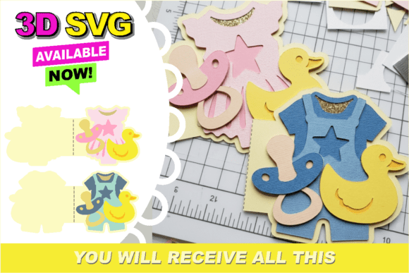 New Born Baby Card 3D SVG