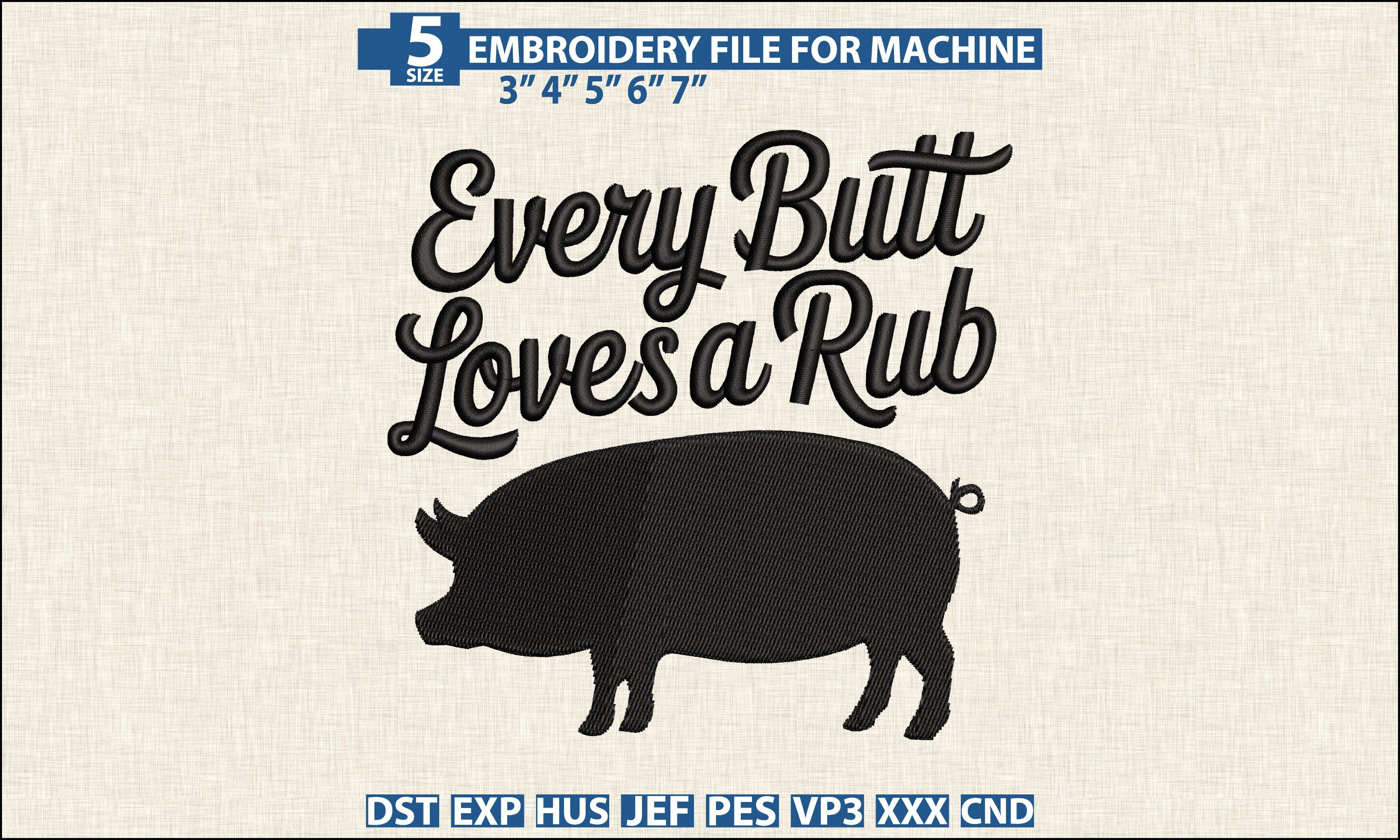 Pig BBQ Funny Embroidery DST PES Design